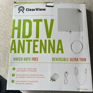 HDTV Antenna 50 Mile Range NEW Clear View‎ Ultra Thin Reversible NEW in box